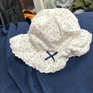 Carter's White and Navy Polka Dot Hat